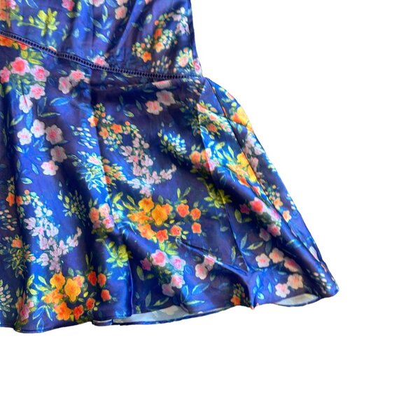 Hope & Ivy Maternity Tie Front Midi Tea Dress Satin Contrast Floral Size 14 NWOT - Picture 10 of 13